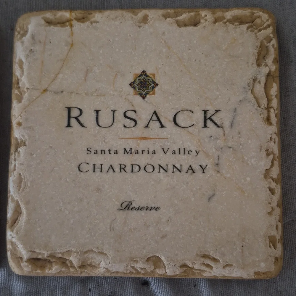 4 Pc Set Rusack Wine Tumbled Marble Stone Coaster Set